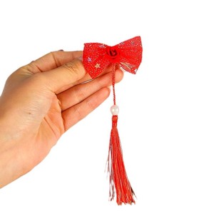 Princess Red Pom Pom Hair <b>Clips</b> With Tassels For Children New Year Headdress Plush Pointed Nose <b>Clip</b> - Product Image 4