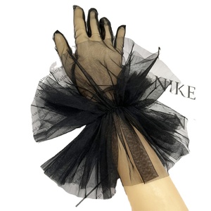 Guanti Sexy in pizzo alla moda da 30cm manica a sbuffo in <span class=keywords><strong>Organza</strong></span> con volant in Tulle corto elasticizzato - Product Image 1