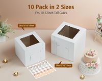 Boîte à gâteau haute avec fenêtre, en carton épais jetable, pour pâtisseries et desserts, avec doublure en éponge, matériaux recyclés, finition mate personnalisée
