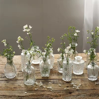 Vases à fleurs modernes miniatures en verre transparent de style vintage pour mariage, maison, table, fête, sol, mur et dessus de table
