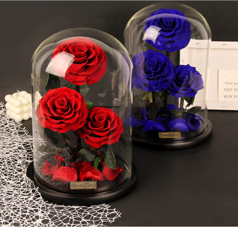 rouge/bleu 20*30cm 3 roses