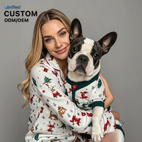 Ensemble de pyjama familial pour animaux de compagnie en coton pur, écologique et tendance, polyester respirant et confortable, vêtements de Noël pour chien