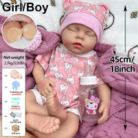 18 Zoll Vollsilikon Weichkörper Reborn-Puppen Lebensechte Berührung Kuschelige Baby-Puppe 3D-Haut Sichtbare Venen Hochwertige Mädchen-Modepuppe