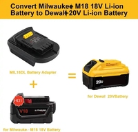 Adaptateur de batterie URUN mil18dl pour batterie Milwauke M 18 18V convertir en batterie DewaltS 20V Lithium-ion outils sans fil