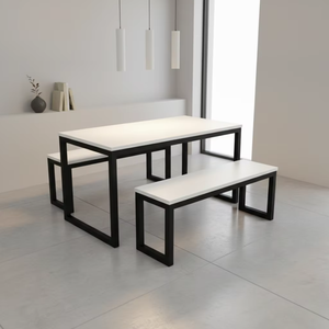 Ensemble de meubles de cantine scolaire rectangulaires modernes, tables et chaises, bancs de cantine pour restaurant scolaire, salle à manger et extérieur - Product Image 2