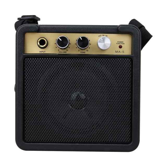 Guitar Accessories MA-5 Portable Electric Guitar Amplifier, Mini Practice Amp with Volume Tone Distortion Control