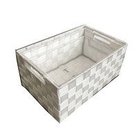 Ensemble de 3 paniers tissés en plastique à ceinture en nylon faits à la main pour organiser les jouets divers aliments dans la cuisine armoire salon