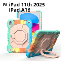 Étui de protection en silicone pour iPad 11e génération A16 avec support rotatif et sangle de maintien, étui de protection pour tablette éblouissant et mignon