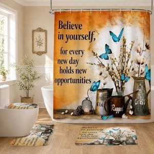 Cortina de Ducha de Poliéster con Diseño de Vida Marina, Cortina de Baño con Impresión Digital Personalizada, Juego de Cortinas de Ducha Impermeables, Venta al por Mayor 2 - Product Image 6