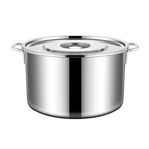 Sıcak satış gümüş paslanmaz çelik 1.5 kalın Stockpot büyük kapasiteli çorba tenceresi ağır tencere pirinç kova ile kapak kolu