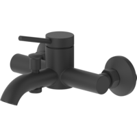 Robinet de baignoire mural en acier inoxydable noir mat avec inverseur et double commande pour salle de bain moderne