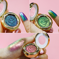 Fard à paupières pressé à effet caméléon avec logo personnalisé, couleur changeante, pailleté métallique, palette de fards à paupières à effet changeant de couleur