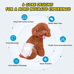 Couches jetables biodégradables imprimées pour chiens, respirantes, confortables, faciles à utiliser avec protection anti-fuites – Vente en gros fabricant - Product Image 5