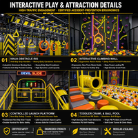 Parc d'aventure modulaire intérieur, parcours d'obstacles Ninja et mur d'escalade futuriste pour usage commercial