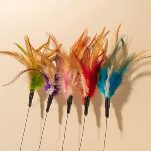 Juguete de varita interactiva para gatos con plumas y campanas para gatos de interior, palo de teaser retráctil para ejercicio y juego - Product Image 4