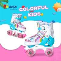 Patins à roulettes professionnels pour enfants à 4 roues, ajustables, avec semelle extérieure en cuir et PVC, pour le plaisir en extérieur (vente en gros)
