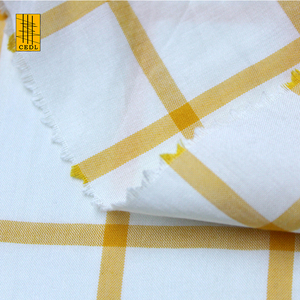Stock de haute qualité 60% rayonne 40% <span class=keywords><strong>viscose</strong></span> mélange blanc jaune tissu à carreaux pour dame robe jupe fil teint tissu à carreaux - Product Image 3