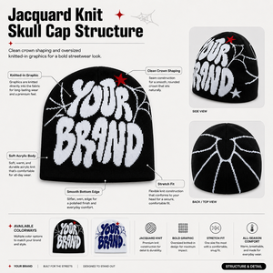 Gorro de punto jacquard Y2K al por mayor con etiquetas colgantes personalizadas, etiquetas tejidas y sobres de polietileno personalizados, gorro de punto cortavientos para invierno - Product Image 3