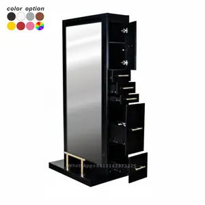 Full Length Standing Mirror Station Double Side Hairdressing Furniture Custom Drawer Type Hair Beauty Salon Equipment MS032D