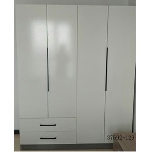 Modern Minimalist Wardrobe <b>Cabinet</b> with Drawers Flat Panel Hinged Doors MDF Material Freestanding <b>Bedroom</b> Furniture 37692-128 - Product Image 3