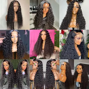 Cheap Human Hair Wigs Curly Natural Lace Transparent Loose Deep Wave Lace Frontal Wigs Curly Cuticle Aligned Lace Front Wig