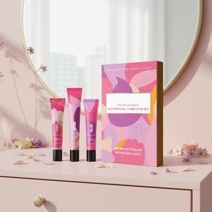 Kit d'épilation du <span class=keywords><strong>visage</strong></span> en trois étapes avec ingrédients chimiques, crème et lotion dépilatoire sans effort pour femmes - Product Image 1