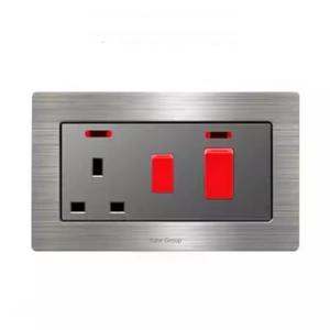 Universal Wall <b>Socket</b> Outlet Gray Black Stainless Steel <b>Twin</b> <b>Socket</b> Double UK 13A Wall <b>Socket</b> - Product Image 6
