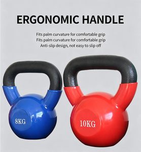 Kettlebell en fonte revêtue de vinyle coloré avec logo personnalisé FRS Wholesale pour la musculation à domicile et l'entraînement de force - Product Image 4