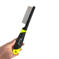 Imilive Nouveau Peigne Anti-Puces et Anti-Lentes en Acier Inoxydable et Plastique pour Animaux de Compagnie Brosse à Poils pour Chats et Chiens