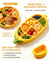 Assiette d'alimentation pour bébé en silicone personnalisée en forme de maïs, de qualité alimentaire, avec ventouse, compartimentée, pour enfants, vaisselle pour tout-petits, OEM ODM
