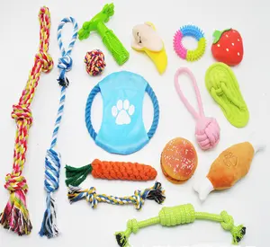 Оптовая продажа, Экологически чистая резиновая плюшевая веревка для обучения, интерактивные игрушки для домашних животных, жевательные игрушки для собак, прочная игрушка-щенок для прорезывания зубов