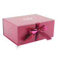 Logo personnalisé imprimé carton dur ruban rose pliant luxe emballage rigide grand panier magnétique boîte-cadeau
