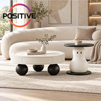 Ensemble de tables basses rondes avec rangement, style crème, design moderne minimaliste et créatif, meubles de salon, OEM ODM, vente en gros