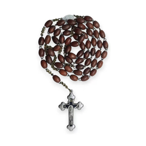 Collier de prière catholique en hématite avec <span class=keywords><strong>chapelet</strong></span> noir perlé, crucifix et croix en verre lourd - Product Image 3