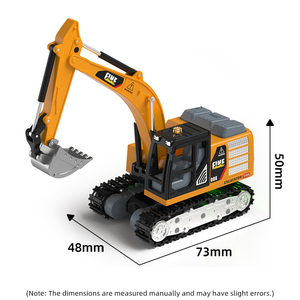 Excavatrice télécommandée de style dessin animé avec 10 canaux, portée de 15 m, effets sonores et lumineux, utilisation intérieure-extérieure, construction en métal, jouet - Product Image 6
