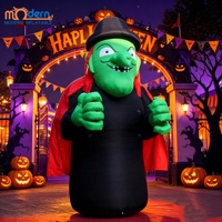 Ballon gonflable géant de sorcière verte avec cape rouge pour Halloween, avec ventilateur intégré, 8-10 pieds, décoration de jardin extérieur pour fête de fin d'année