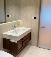 Meuble-lavabo de salle de bain d'hôtel en pierre frittée de luxe moderne avec miroir intelligent, taille et couleur personnalisables, fournisseur d'usine