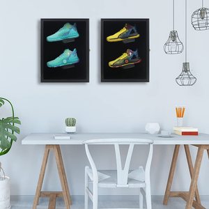 Vitrina Exhibidora de Zapatos con Cerradura, en Madera Negra, para 2 Pares, con Puerta de Acrílico y Acabado Mate, Gran Venta - Product Image 1