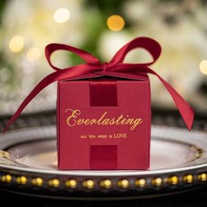 Boîte cadeau en papier pour mariage avec ruban, boîte en papier, romantique, couleur personnalisée, pour bonbons au client - Product Image 4