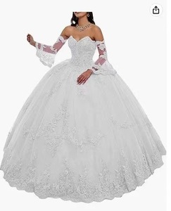 S1150N New Hot Selling Sweetheart Lace Applique Long Sleeve Trumpet Sleeve Floor Length Ball Gown Mermaid Quinceanera Evening - Product Image 3