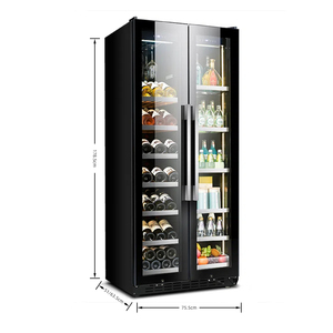 NE-385 Réfrigérateur <span class=keywords><strong>à</strong></span> <span class=keywords><strong>vin</strong></span> de grande taille moderne pour hôtel commercial, de bonne qualité, pleine grandeur, 1,7 m, écran numérique noir, étagères - Product Image 1