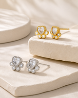 Boucles d'oreilles clous Muweike en argent sterling 925 vermeil avec zircon, motif patte, élégantes pour femme, bijoux raffinés
