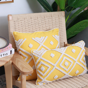 Innermor <strong>White</strong> <strong>Fluffy</strong> Square Cushion Covers Nordic Style <strong>Pillow</strong> Covers Handmade Floral Pattern Tufted Throw Home &amp; Hospital Use - Product Image 3
