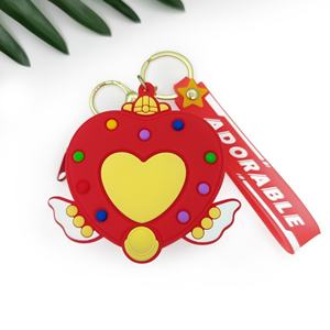 Porte-clés en silicone coloré en forme de cœur, adorable et mignon, pour femmes et enfants, avec porte-monnaie intégré, en plastique, vente en gros - Product Image 6