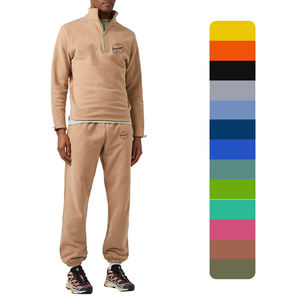 Logotipo personalizado impreso deportivo hombres 310 gramos polar Color sólido Jogging conjunto media cremallera cuello alto chándal transpirable otoño - Product Image 1