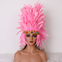 Serre-tête en plumes en gros avec pierres précieuses dorées, idéal pour le Mardi Gras, le carnaval, les costumes de festival, la couronne de fête pour femmes, la mascarade