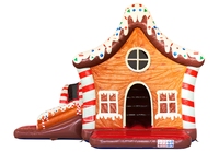 LeTeng LT-470, Castillo Inflable Comercial de PVC con Tobogán, Diseño de Galleta de Jengibre, Capacidad de 500-800 kg, Tamaño 6x4x4 m, para Niños de 2-3 Años