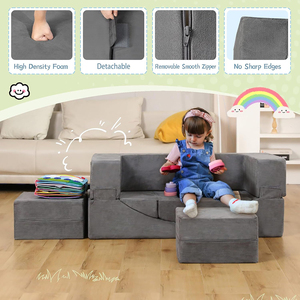 Canapé modulaire pour enfants en mousse CertiPUR-US, canapé de jeu pour tout-petits avec <span class=keywords><strong>housse</strong></span> lavable certifiée OEKO-TEX pour la <span class=keywords><strong>maison</strong></span>, le salon et la salle de jeux - Product Image 4