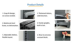 رفوف معدنية بيضاء شعبية أحادية الجانب للبقالة في السوبر ماركت، رفوف قابلة للتعديل لمتاجر التجزئة - Product Image 3
