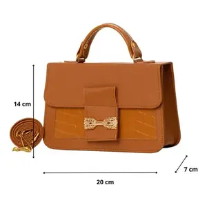 Bolso Bandolera Fana Lesly de Piel de Camello, Forro de Cuero Genuino, Cierre de Cremallera, Uso Diario, Estilo Veraniego - Product Image 4